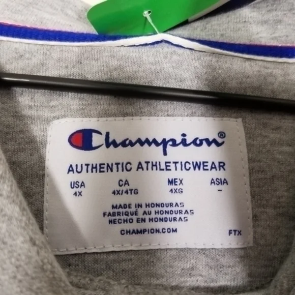 NWT Champion Hoodie Logo Sweatshirt Pullover Gray Size 4X - Picture 6 of 7